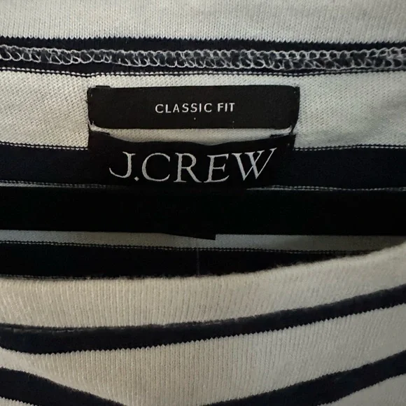 J. Crew Women's Navy and White striped boatneck mariner tee top shirt - Picture 2 of 6